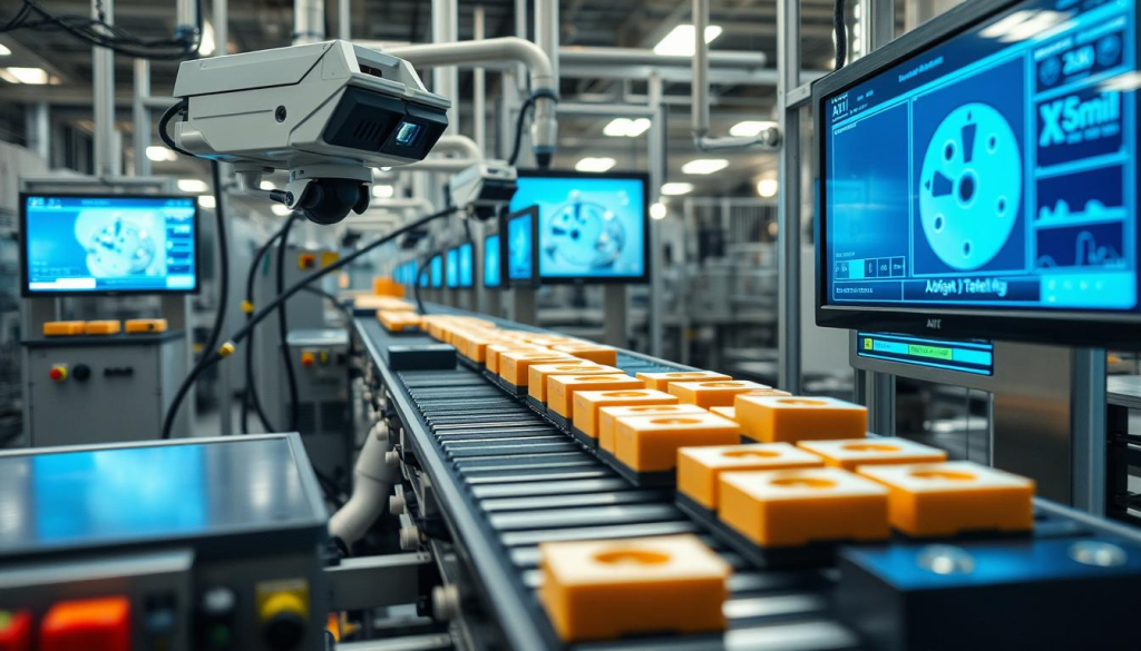 Sistem kontrol kualitas teknologi AI manufaktur mendeteksi cacat produk